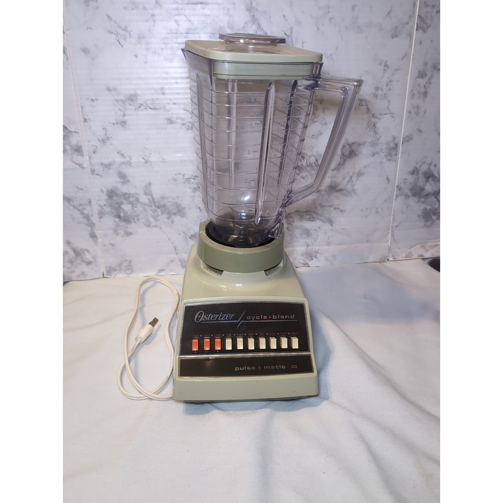Vintage Osterizer Pulse Matic 10 Blender Avocado W/ Plastic Pitcher WORKS